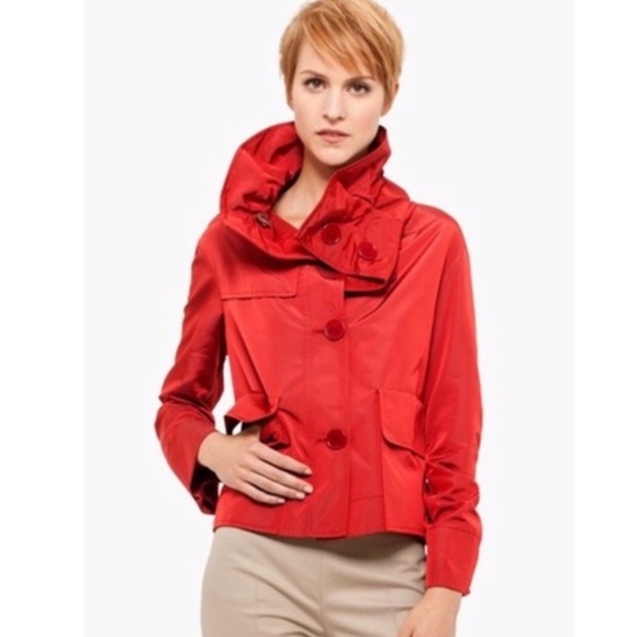 Akris Punto Techno Nylon Jacket in Red Size 6 - Picture 1 of 9
